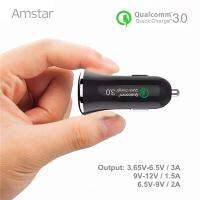 Amstar ที่ชาร์จเร็วที่ชาร์จแบตในรถ18W,ชาร์จเร็ว QC3.0ที่ชาร์จในรถยนต์สำหรับ12 11 Pro Max S21 S20 Plus