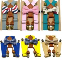 Soild Color Children Belt BowtiePrinted Bow Tie Set Baby Boys Suspenders Clip-on Y-Back Braces Bow Tie Elastic Kids Adjustable Boys Clothing