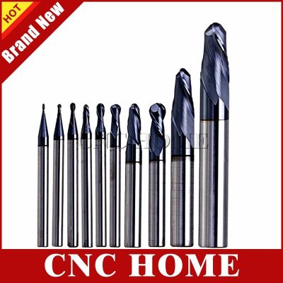 1pc Ball Nose End Mills 2 ขลุ่ยเหล็กทังสเตนคาร์ไบด์ไม้หัวกัดโลหะ CNC Endmills