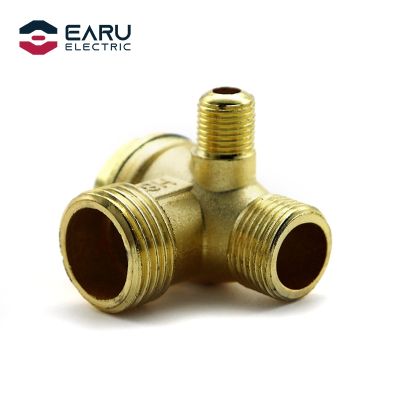 Male Thread 3 Way Metal Air Compressor Check Valve Gold Tone