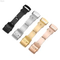 ♧ 16mm 18mm 20mm 22mm Stainless Steel Double Click Watch Band Buckle Men Women Metal Folding Clasp Accessories Gold Rose Silver