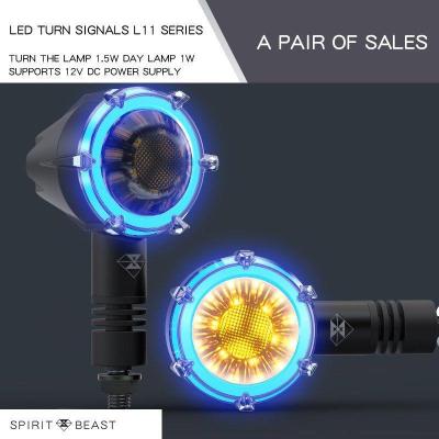 Motorcycle Led Flasher Light Turn Signal IPX6 Waterproof DRL 33 LED Energy-saving Chips SPIRIT BEAST-Blue light