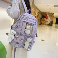 ∋♝☞ Mochila escolar de gran capacidad para estudiantes de secundaria versión coreana Harajuku mochila de dibujos animados mochila para estudiantes de secundaria Junior