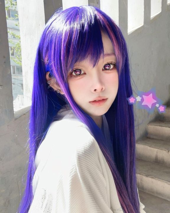 oshi-no-ko-hoshino-ai-cosplay-wig-long-dark-purple-rose-pink-wig-ai-hoshino-cosplay-wigs-heat-resistant-synthetic-wigs-wig-cap