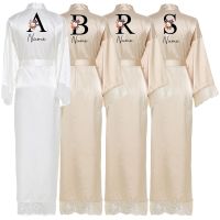 Satin Silk Bride Robe 2022 Personalised Names Custom Robe Long Robes Wedding Gift Bridesmaid Bride Dressing Gown Bridal Robes