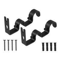 【LZ】☫◈﹉  VOSAREA-Duplo Cortina Rod Holder para sala e quarto Suportes Acessórios Preto 2pcs