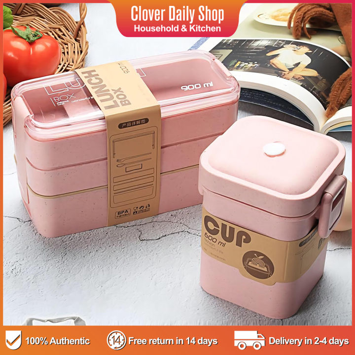 Portable 3-layer Japanese Lunch Box With Utensils, Bento Box 