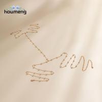 HOUMENG สร้อยคอลูกปัดทองแดงแฟชั่นสไตล์วินเทจสำหรับผู้หญิงอัญมณีประดับร่างกายสร้อยคาดลำตัวสไตล์เกาหลีแบบเฉพาะกลุ่มเครื่องประดับสาว