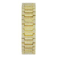 ⌚☑◑ Hip-hop diamond-encrusted mens fashion bracelet full of diamonds and giant flash gold decoration cool punk style couple gift bracelet for men