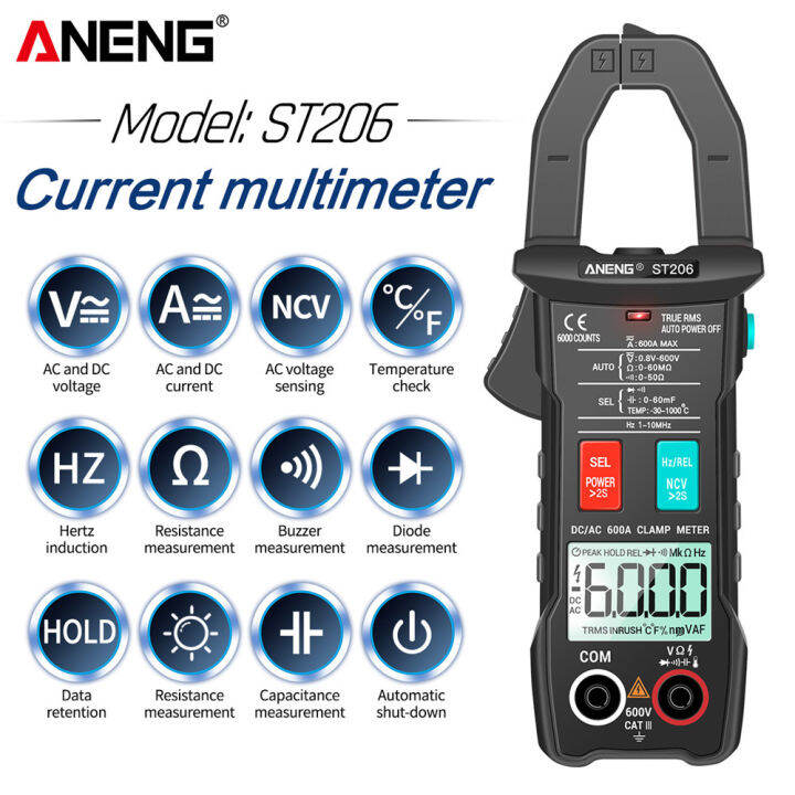 aneng-st206-digital-multimeter-clamps-meter-6000-counts-true-rms-amp-dcac-current-clamp-measure-dc-amperim-tester-voltmeter