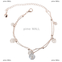 pime MALL ผู้หญิงเสน่ห์ทองชุบ anklets ดอกไม้แกะสลักสร้อยข้อมือข้อเท้ากลวงห่วงโซ่เท้า