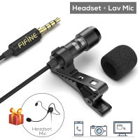 FIFINE Lavalier Lapel Microphone สำหรับโทรศัพท์มือถือกล้อง DSLR,ไมโครโฟนชุดหูฟังภายนอกสำหรับ YouTube Vlogging วิดีโอ/สัมภาษณ์/พอดคาสต์