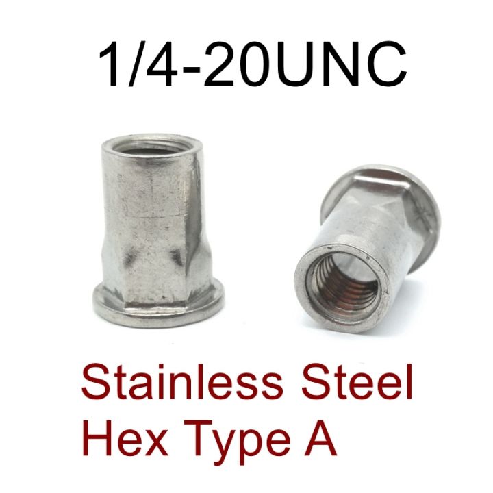 1-4-20unc-amercian-standard-thread-rivet-nut-insert-stainless-steel-and-carbon-steel-round-and-hex-type