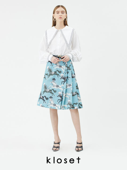 kloset-lucky-horse-skirt-rs22-s001-กระโปรงแฟชั่น-กระโปรงสั้น-กระโปรงพิมพ์ลายม้า-เสื้อผ้าแฟชั่น