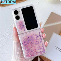 เคสโทรศัพท์ทรายเหลวกากเพชรหัวใจสำหรับออปโป้ไฟนด์ N2ฝาพับ5G N2flip Findn2flip เคสใสกันกระแทก