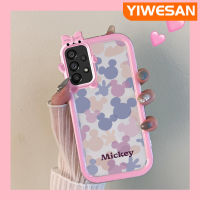 เคส Chenyyyka A53ปลอกสำหรับ Samsung 5G ลายการ์ตูนน่ารักสีชมพูมิกกี้เมาส์สีสันสดใสขอบเคสโทรศัพท์โปร่งใสเลนส์กล้องถ่ายรูปมอนสเตอร์ตัวเล็กเคสกันกระแทกกันกระแทก