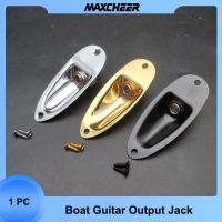 Boat Style 1/4 inch Loaded Guitar Pickup Output Mono Jack Plug Socket Plate for ST Style Electric Guitar Black Gold Chrome Guitar Bass Accessories