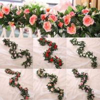 [HOT QINLXKLWGGH 554] 2.5M/8.2ft ประดิษฐ์ดอกไม้ผ้าไหมดอกไม้ Rose Leaf Garland Vine Ivy งานแต่งงาน Garden ฮาโลวีน Christmas Deoration