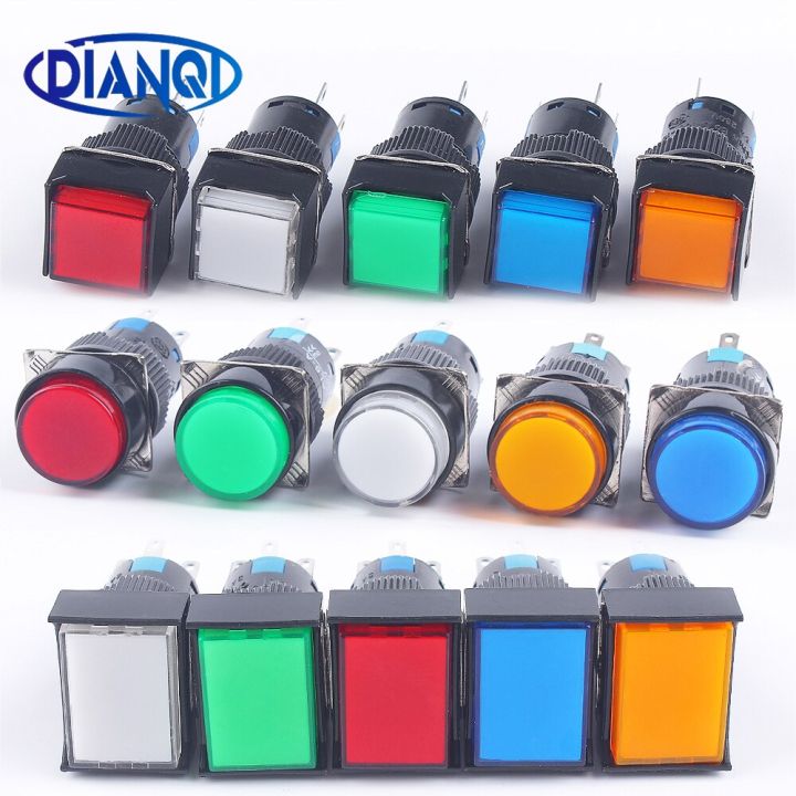 16mm-momentary-led-illuminuted-maintained-self-locking-push-button-switches-12v-24v-220v-1no1nc-2no2nc-with-light-no-led-lamp