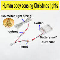 PIR มนุษย์ Sensing 2M5M 3โวลต์ไฟ LED เชือกทองแดงเงินลวดพวงมาลัยแสงกันน้ำนางฟ้าไฟสำหรับคริสต์มาสงานแต่งงาน