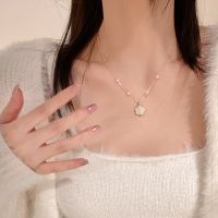 [COD] camellia necklace womens light luxury niche sweater collarbone chain design sense of high-end trendy personality cold