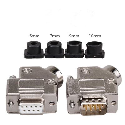 D SUB Connectors DB9 Metal Connector Male/Female Serial Port Plug 9 Pin Connector 45 Degree Outlet Hole Metal Case Shell