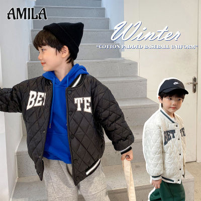 AMILA แจ็คเก็ตแฟชั่นสำหรับเด็ก,เสื้อโค้ตบุนุ่มใหม่ฤดูหนาวพิมพ์ลายตัวอักษรสำหรับเด็กผู้ชายและเด็กผู้หญิงอบอุ่นและสะดวกสบาย