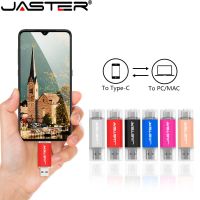 JASTER 2 In 1แฟลชไดรฟ์ USB 2.0 &amp; Type-C128GB ไดร์ฟปากกา64ตัวจุความจำกิกะไบท์32GB โลโก้ที่กำหนดเองฟรี16GB Pendrives ของขวัญแต่งงาน