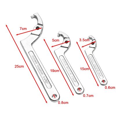 Adjustable Hook Wrench Nuts Bolts Universal C Shape Spanner Tool Screw Nuts Driver Flat Round Ends Heavy Duty Repair Hand Tool