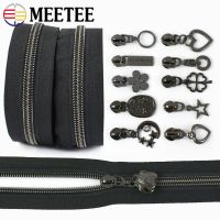 卐○﹊ 1/3/5M 5 GunBlack Nylon Zippers Tape Zipper Slider Zips Head For Bag Zip Pocket Zips Pull Zip Repair Kit DIY Sewing Accessories