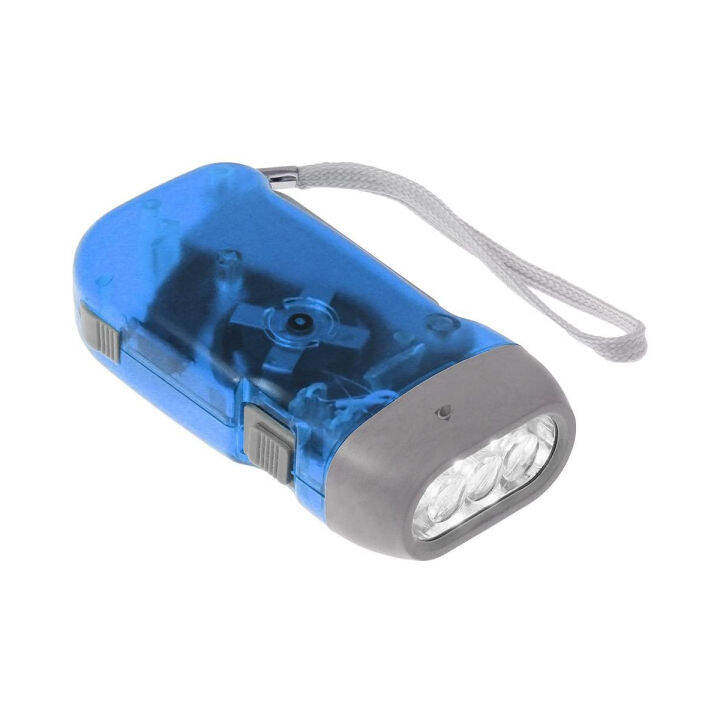 Hand Press Crank Flashlight (Blue) Bright LED HandPress Flashlight NO ...