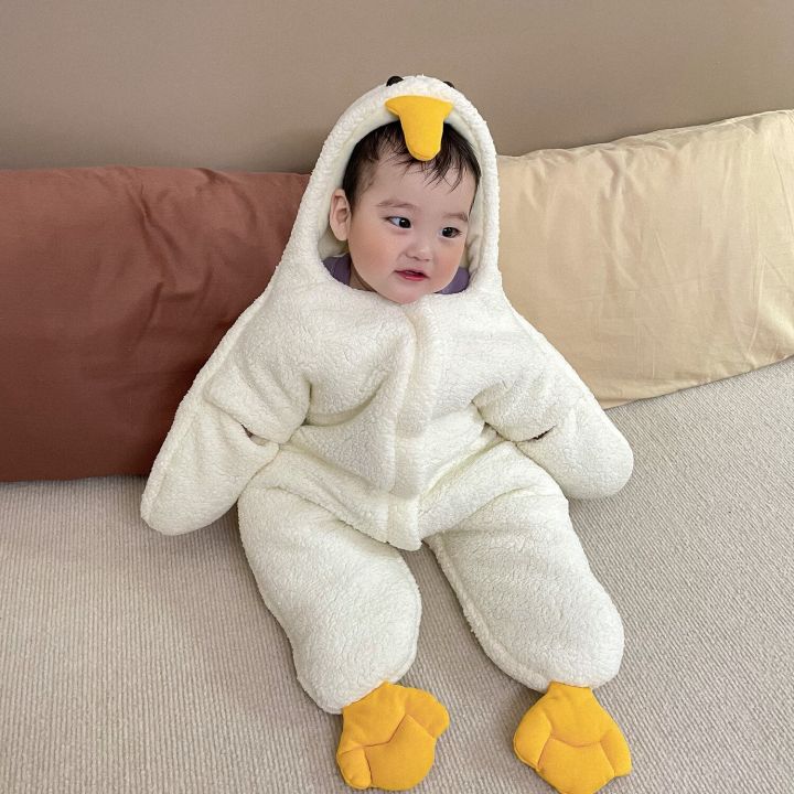 new-winter-baby-clothes-infant-fleece-thick-goose-blanket-sleepwear-newborn-thick-warm-hooded-jumpsuits