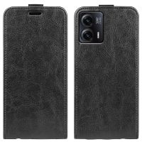 เคสโทรศัพท์หนังพลิกแนวตั้งเดี่ยวเนื้อ R64สำหรับ Motorola Moto G73 (สีดำ)