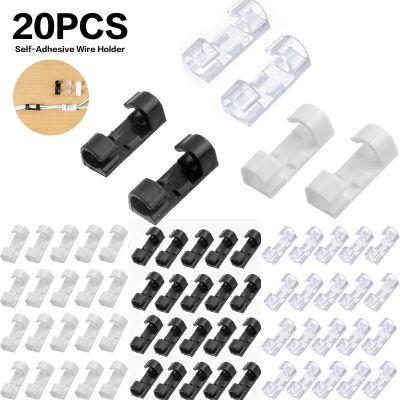 【CC】∋  20Pcs Cable Clip Wire Organizer Desk Self-Adhesive Drop Holder Cord Management Manager Fixed Clamp Office Winder