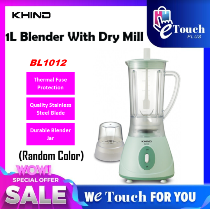 KHIND [ BL1012 ] 1 Liter 380w Blender Mixer Jug With Dry Mill ( Random