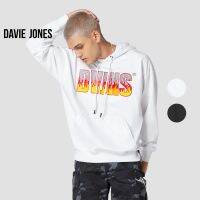 DAVIE JONES เสื้อฮู้ดดี้โอเวอร์ไซส์ ปักโลโก้ รีดสตัท สีขาว Logo Embroider Pullover Hoodie Stud in white PU0014WH