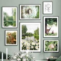 Nature Forest Lake Deer Fox Dandelion Train Flower Posters Prints Canvas Painting Wall Art Pictures For Living Room Home Decor