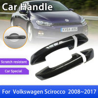 ACarbon ไฟเบอร์มือจับประตูปกจับตัดสำหรับโฟล์คสวาเกน VW Scirocco 3 MK3 2008 ~ 2017อุปกรณ์เสริมในรถยนต์สติกเกอร์จัดแต่งทรงผม2009 2010เมตร