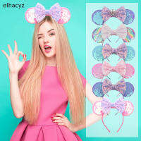 10pcslot Mouse Ears Hairband For Girls 5" Hair Bows Big Flip Sequins Ears DIY Kids Hair Accessories Headband Boutique Mujer