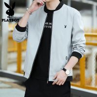 HOT”2021 New PLAY BOY ผู้ชายแจ็คเก็ตลำลองซิปเสื้อบางแฟชั่นแจ๊กเก็ตหนุ่มใหม่เกาหลีออกแบบ Polyester