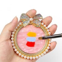 Resin Agate Stone Nail Art Palettes Big Bow Pearls Diamonds Manicure Plate Tips Showing Nail Art Gel Mixing Polish Pad Newest