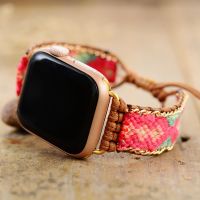 Gelang Katun Strap Jam Tangan Aple 38/45Mm Gelang Pintar Gaya Bohemia Gelang Vegan untuk Aksesori Seri Iwatch 7