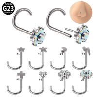 1 Piece G23 Titanium Screw Nose Stud Piercing 20Gauge Hypoallergenic Cross Moon Cross Shape