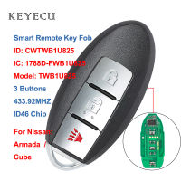 【support-Cod】 beads.and.accessories Keyecu กุญแจรีโมตรถยนต์อัจฉริยะ Fob 3ปุ่ม433.92MHz ID46ชิปสำหรับ Nissan 2009-2010 Armada 2017-2018