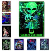 Take Me to Your Dealer Abstract Psychedelic Black Light Silk Posters and Prints Wall Art Painting Pictures For Living Room