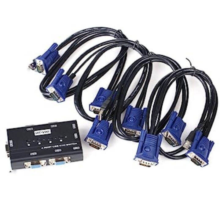 kvm-4-port-vga-kvm-switch-with-usb-hub-พร้อมสาย-4เส้น