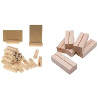 20 Pieces Wood Place Card Holders  Wooden Table Number Holder Memo Stand &amp; 20Pcs Photo Holder Stumps Wood Clips Clips Pins Tacks