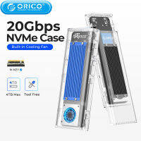 ORICO เคสปิด SSD NVME M.2 20Gbps,พัดลมทำความเย็น USB 3.2 Gen 2X2 PCIE เครื่องมืออะแดปเตอร์ NVME ฟรี4TB สำหรับ PCIe M Key