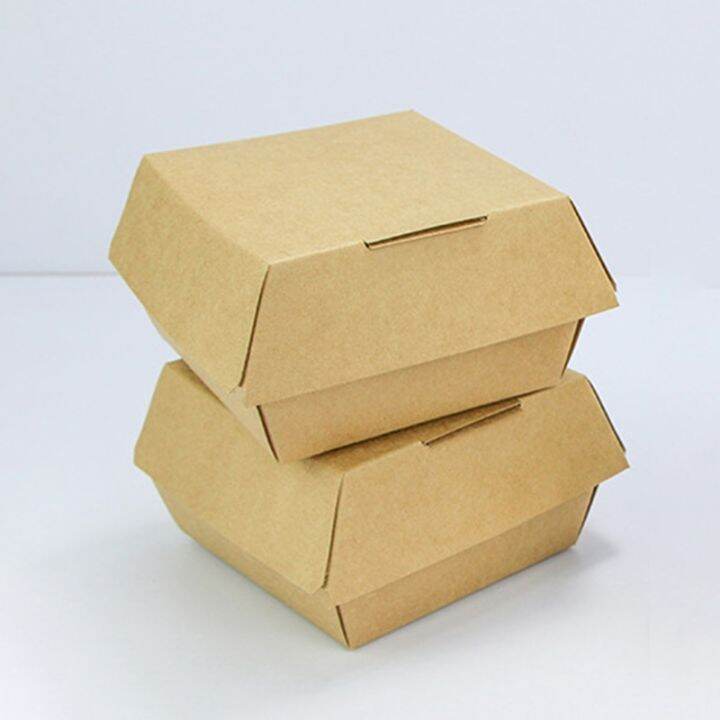 100Pcs Disposable Kraft Paper Bento Box Picnic Food Containers