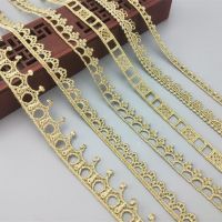 [HOT!] 2 yards Width 0.6-3CM High quality sewn gold lace trim braid lace DIY garment accessories skirt cutout embroidery lace JDB